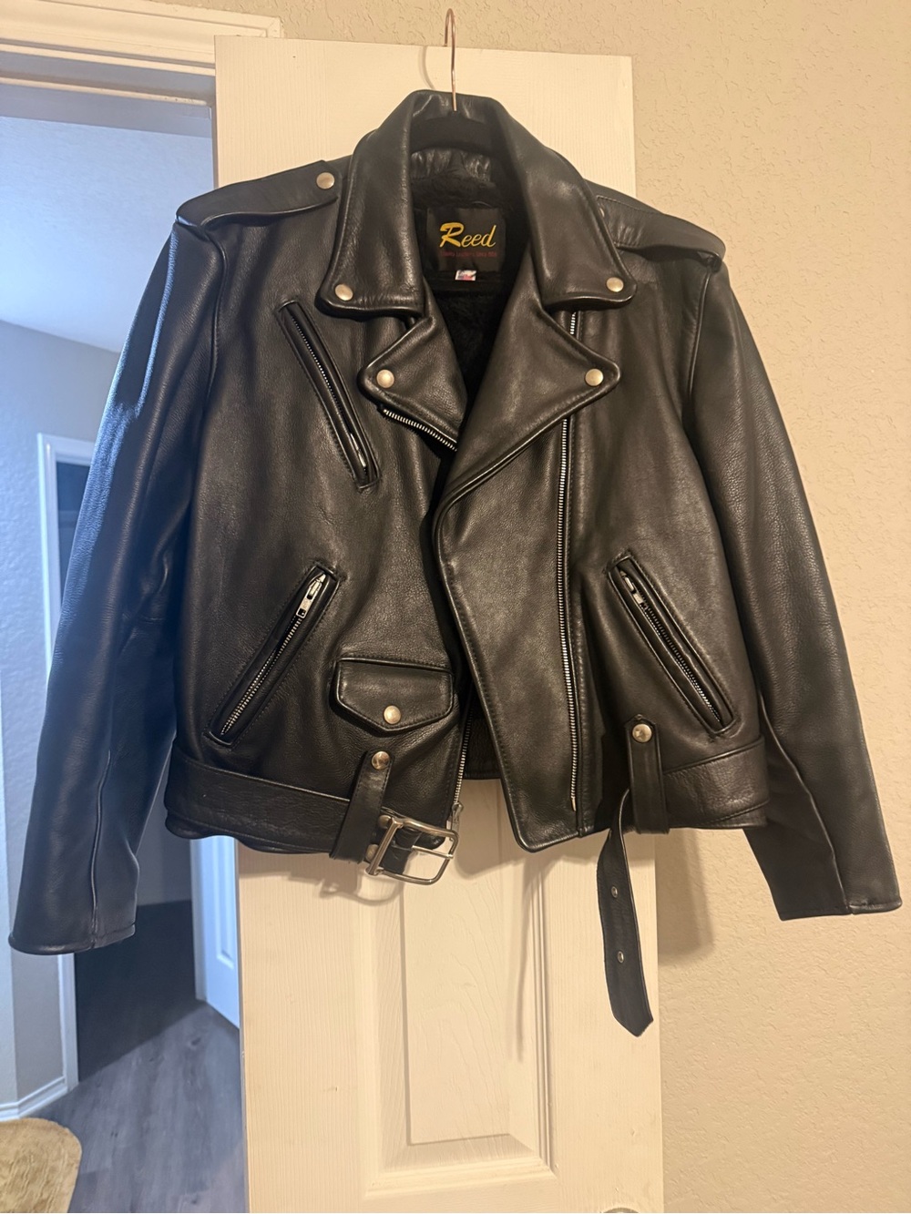 Black Leather Motorcycle Jacket for Women